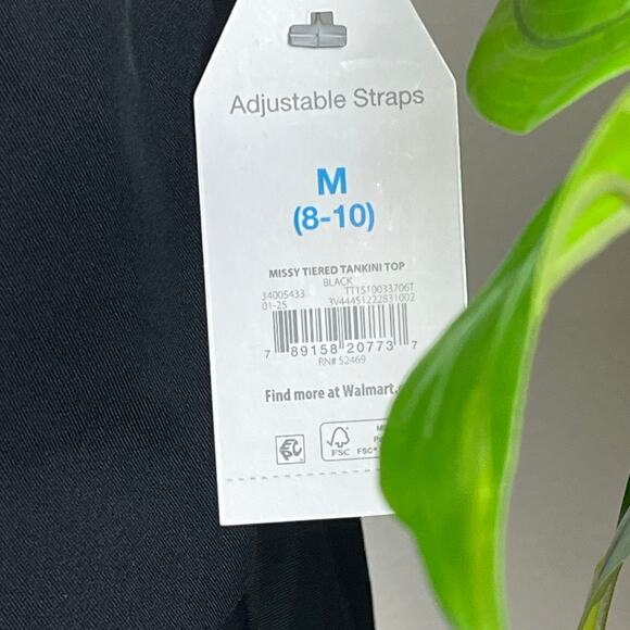 Time & Tru Black Ruffled V Neck Bathing Suit Top Size Medium New with tag - Picture 4 of 7